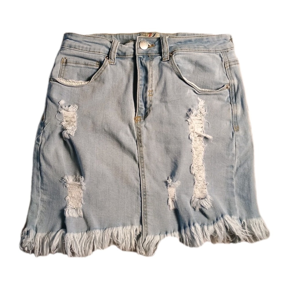 Denim BLVD Mini Skirt Frayed Distressed Junior's‎ Size Medium
